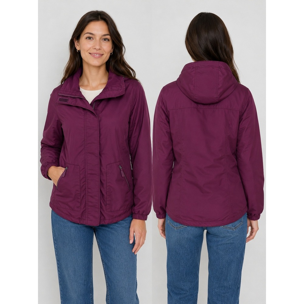 The Outfitters by Lands End Jacket Womens Medium Purple‎ Fleece Lined Hooded